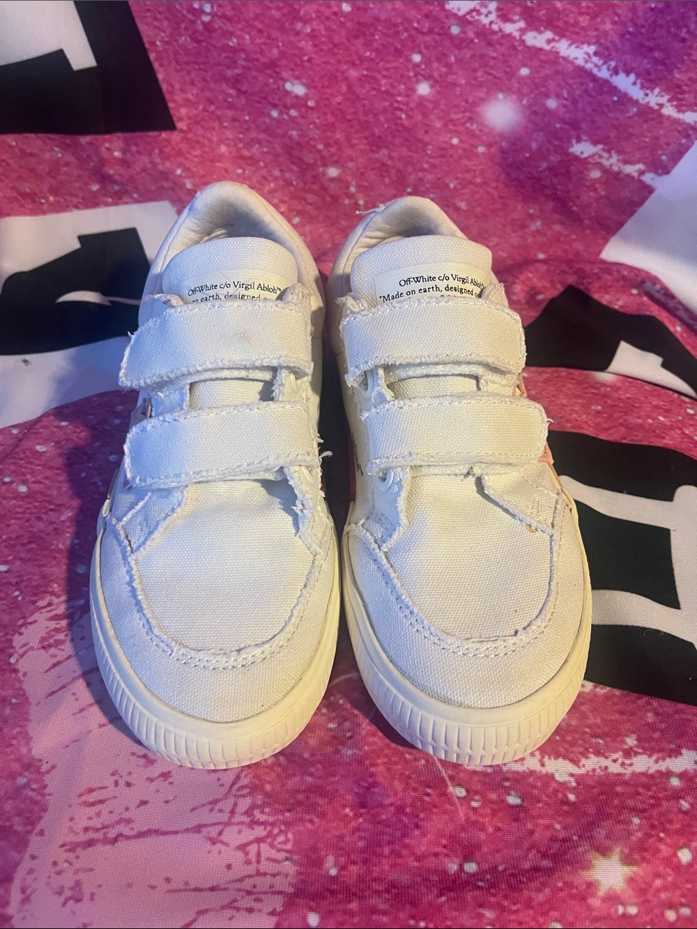 Off-White Kids White Canvas Velcro Sneakers Size 31